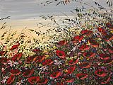 Maya Eventov Crimson Hillside painting